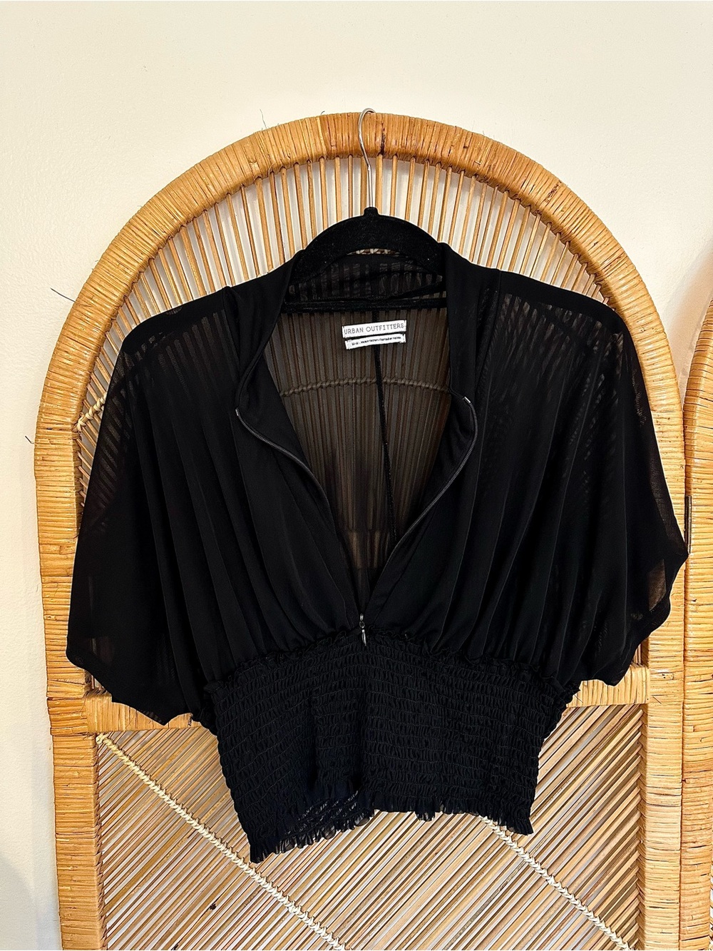 Urban Outfitters Sheer Zip-Front Top